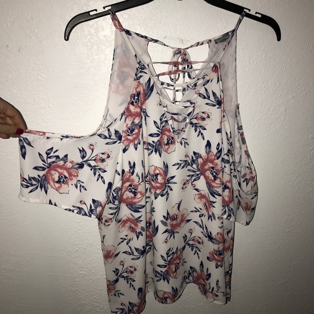 Charlotte Russe Floral Cold Shoulder Blouse